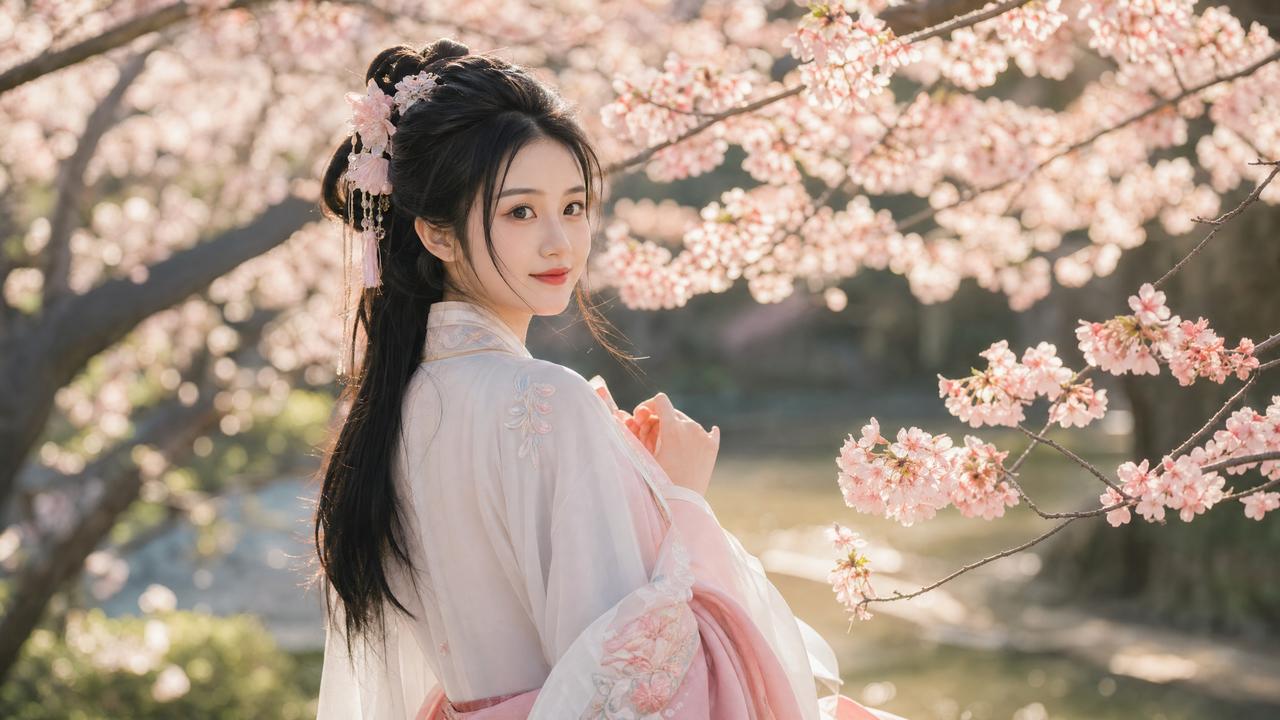 里番网-里番网传媒演示：春日汉服写真·古风与樱花的邂逅